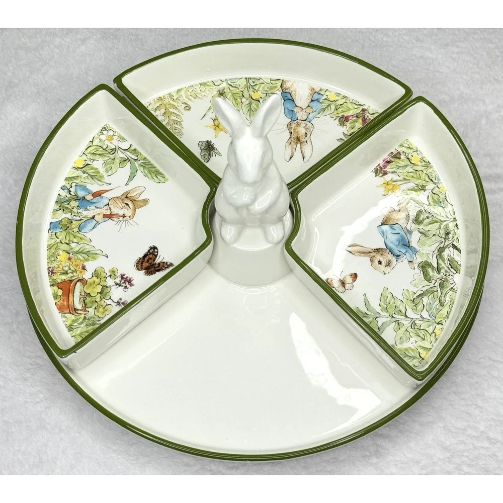 Pottery Barn Beatrix Potter Peter Rabbit Lazy Susan w/ Trays *Read Descrip*